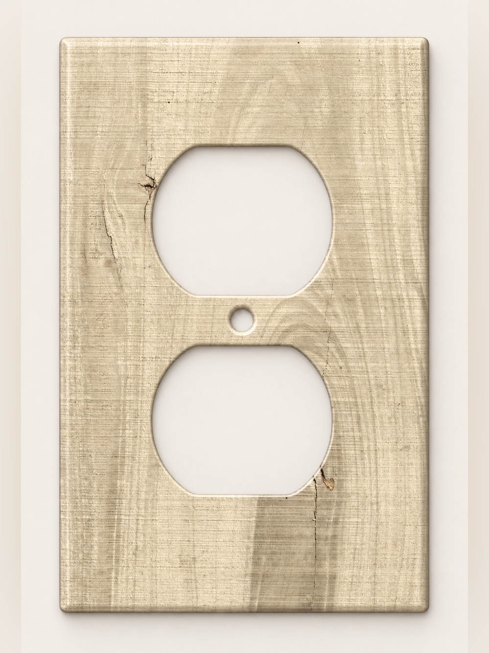 Beige Wood Grain Rustic Duplex Outlet Wall Plate Cover